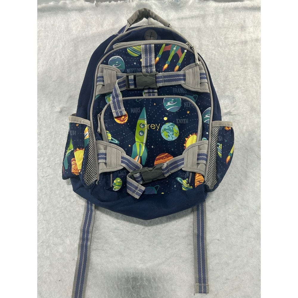 Pottery Barn Kids Mackenzie Space Solar System Backpack Navy Blue Grey Name